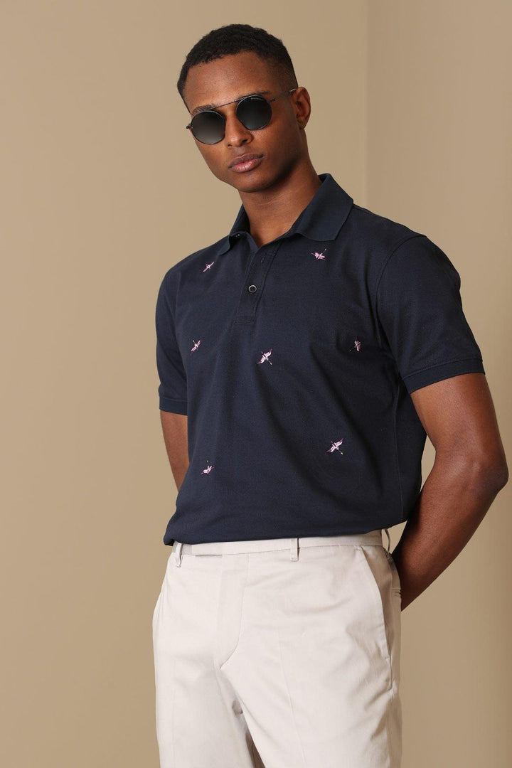 Navy Blue Cotton Knit Polo Shirt for Men: The Ultimate Wardrobe Upgrade - Texmart