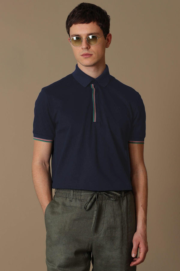 Navy Blue Elegance: The Ultimate Kard Smart Men's Polo T-Shirt - Texmart