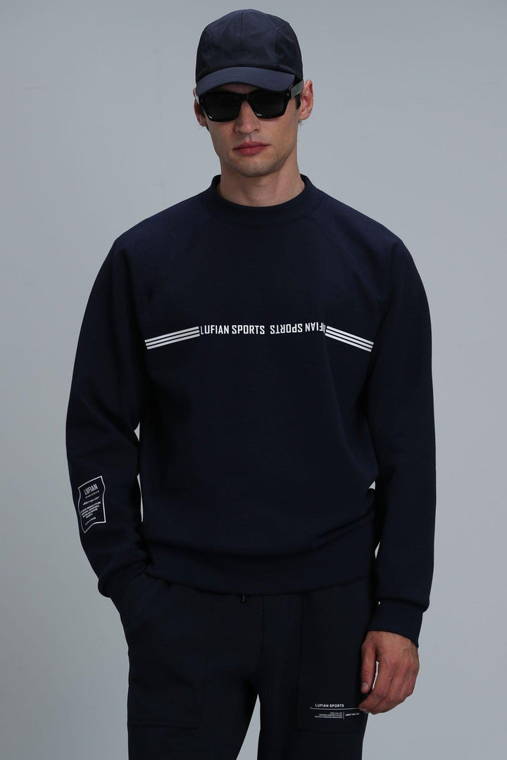 Navy Blue Knit Comfort: The Ultimate Men's Sweatshirt - Texmart