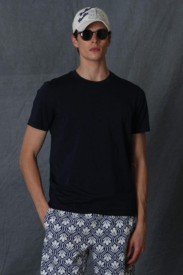 Navy Blue Modern Graphic Tee: A Stylish Essential for Men's Wardrobe - Texmart