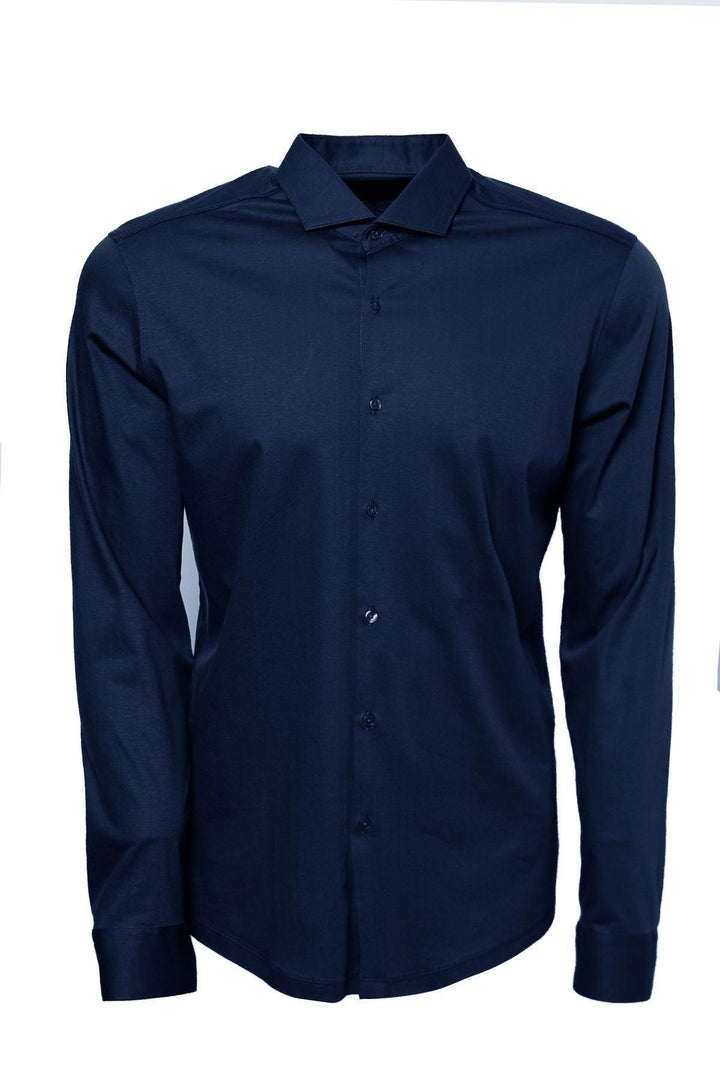 Navy Blue Performance Fit Cotton Sports Shirt for Men - The Riku Essential - Texmart