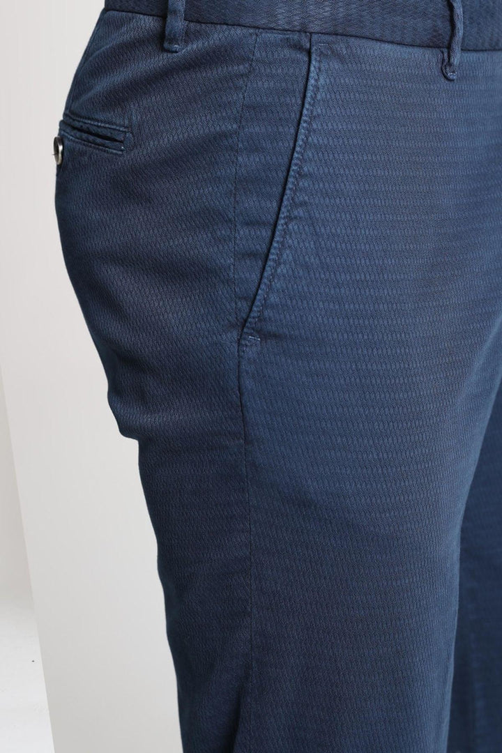 Navy Blue Slim-Fit Chino Trousers by Olaw Sports: Elevate Your Style Game with Effortless Sophistication - Texmart