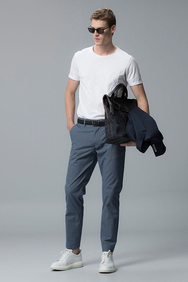 Navy Blue Slim Fit Chino Trousers for Stylish Men - The Ultimate Wardrobe Upgrade! - Texmart