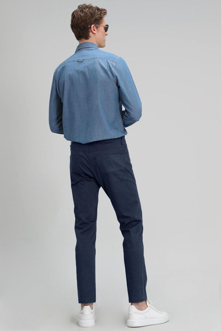 Navy Blue Slim Fit Men's Trousers with 5 Pockets by Marp Sport: The Perfect Blend of Style and Comfort - Texmart