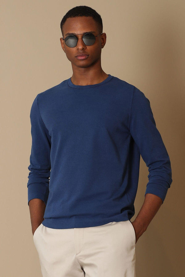 Navy Blue Tri-Blend Men's Sweater: The Perfect Combination of Comfort and Style for Winter - Texmart