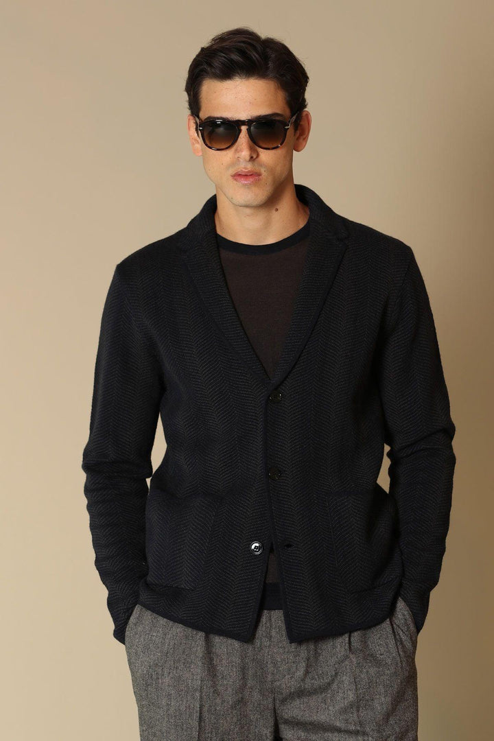 Navy Classic Knit Men's Cardigan: A Timeless Wardrobe Essential - Texmart