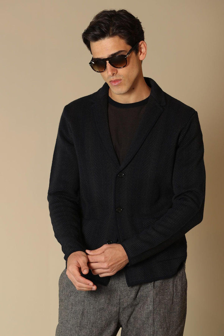 Navy Classic Knit Men's Cardigan: A Timeless Wardrobe Essential - Texmart