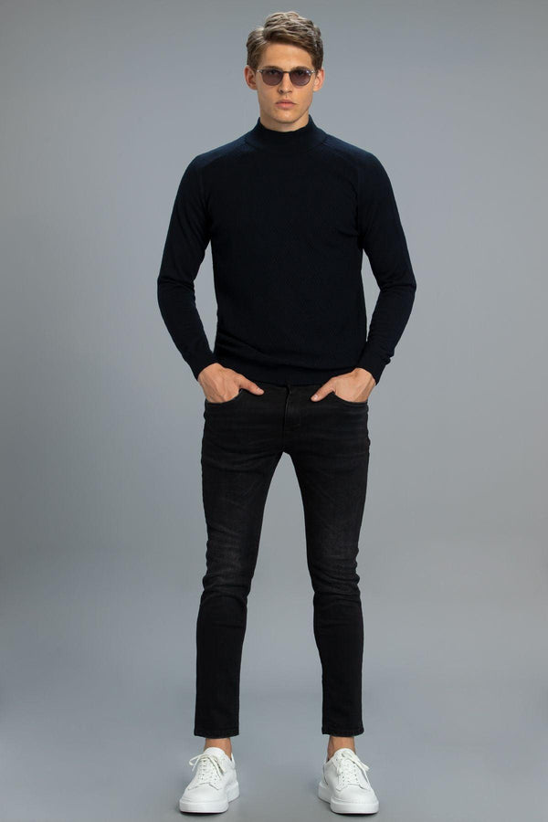 Navy Wool-Blend Knit: Stylish Warmth - Texmart