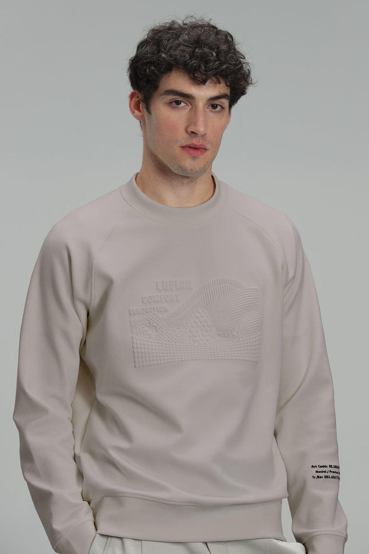 Neutral Comfort Men's Beige Blend Sweatshirt: Cozy Style for Every Occasion - Texmart