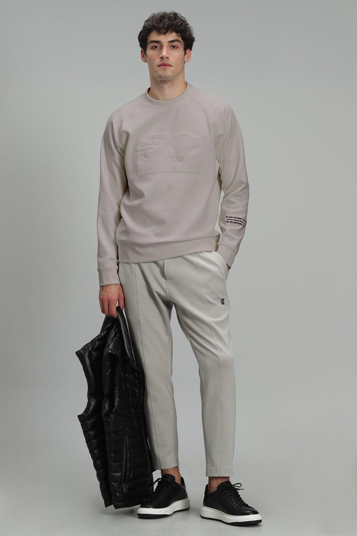 Neutral Comfort Men's Beige Blend Sweatshirt: Cozy Style for Every Occasion - Texmart