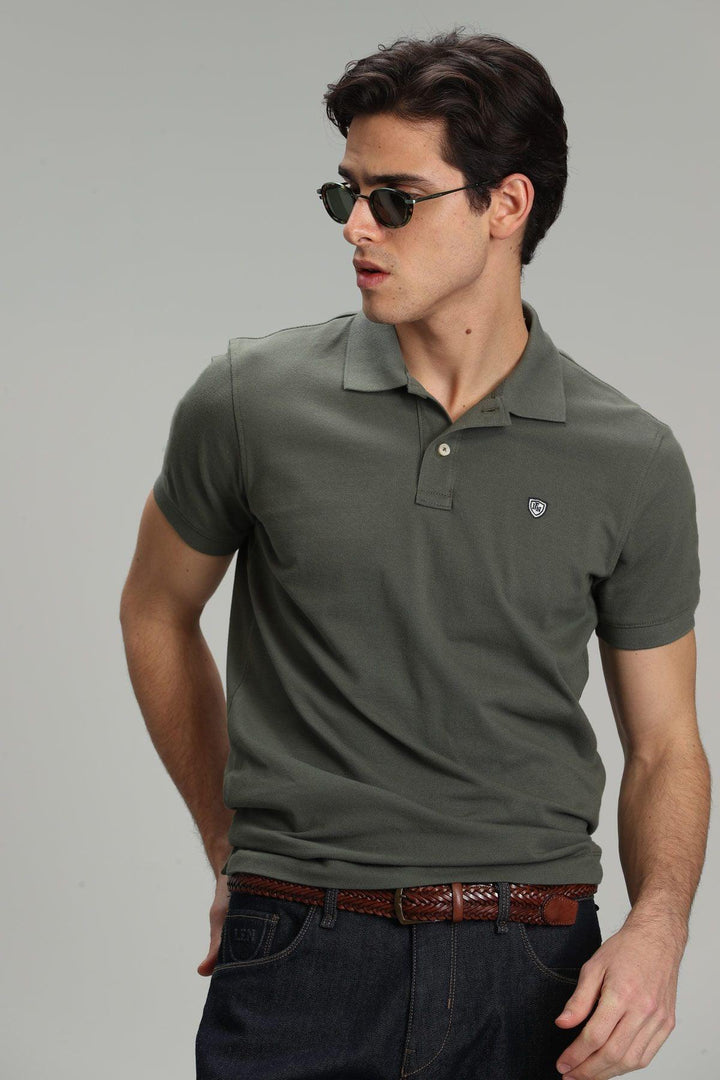 Olive Green Knit Polo Neck Men's T-Shirt - The Perfect Blend of Comfort and Style - Texmart