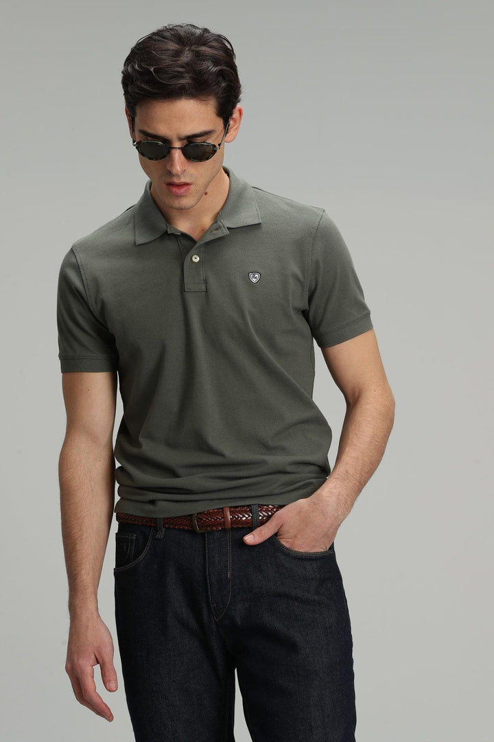 Olive Green Knit Polo Neck Men's T-Shirt - The Perfect Blend of Comfort and Style - Texmart