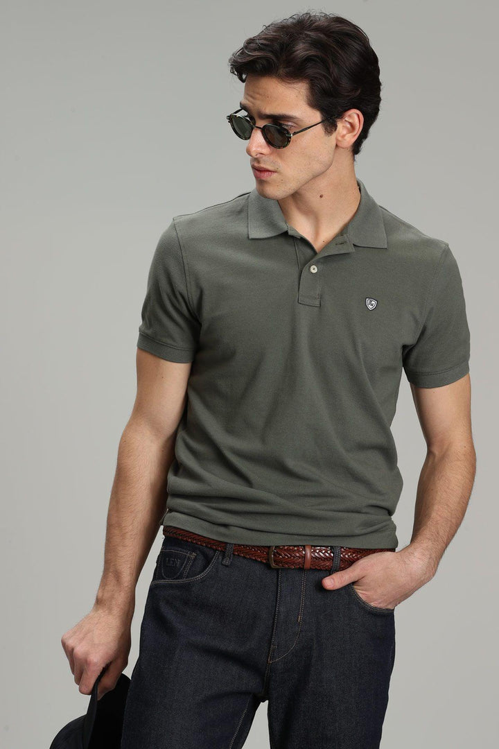 Olive Green Knit Polo Neck Men's T-Shirt - The Perfect Blend of Comfort and Style - Texmart