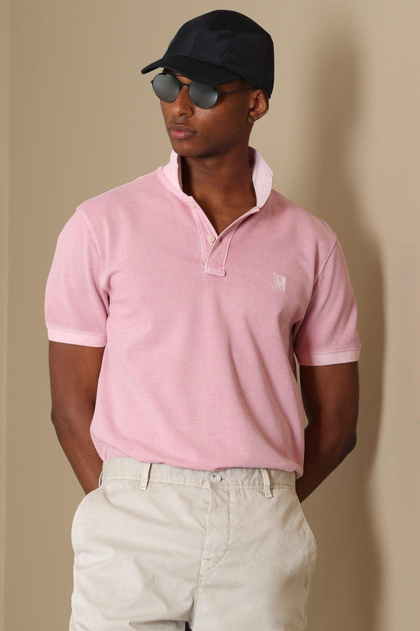 Pink Cotton Knit Polo Neck Men's T-Shirt - The Vernon Sports Collection - Texmart