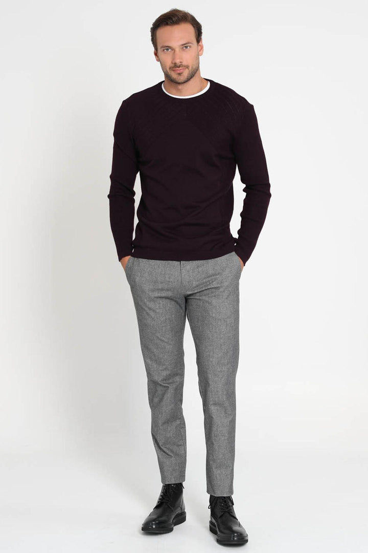 Plum Perfection Men's Wool Blend Sweater: Stay Warm and Stylish in Style - Texmart