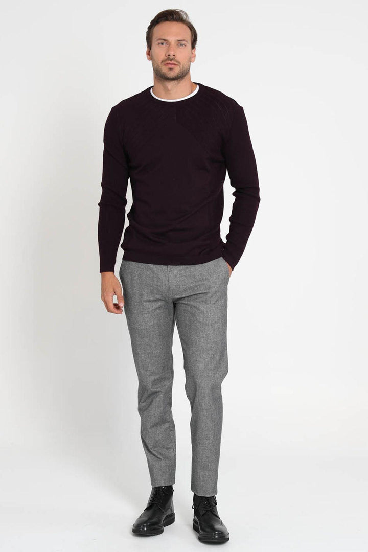 Plum Perfection Men's Wool Blend Sweater: Stay Warm and Stylish in Style - Texmart