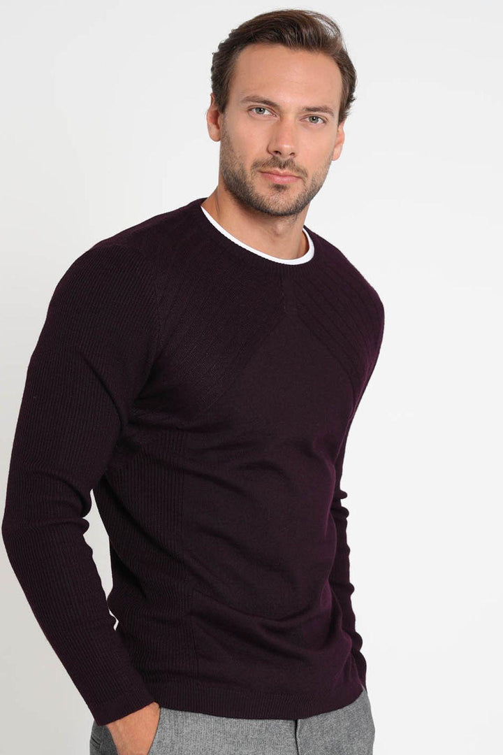 Plum Perfection Men's Wool Blend Sweater: Stay Warm and Stylish in Style - Texmart