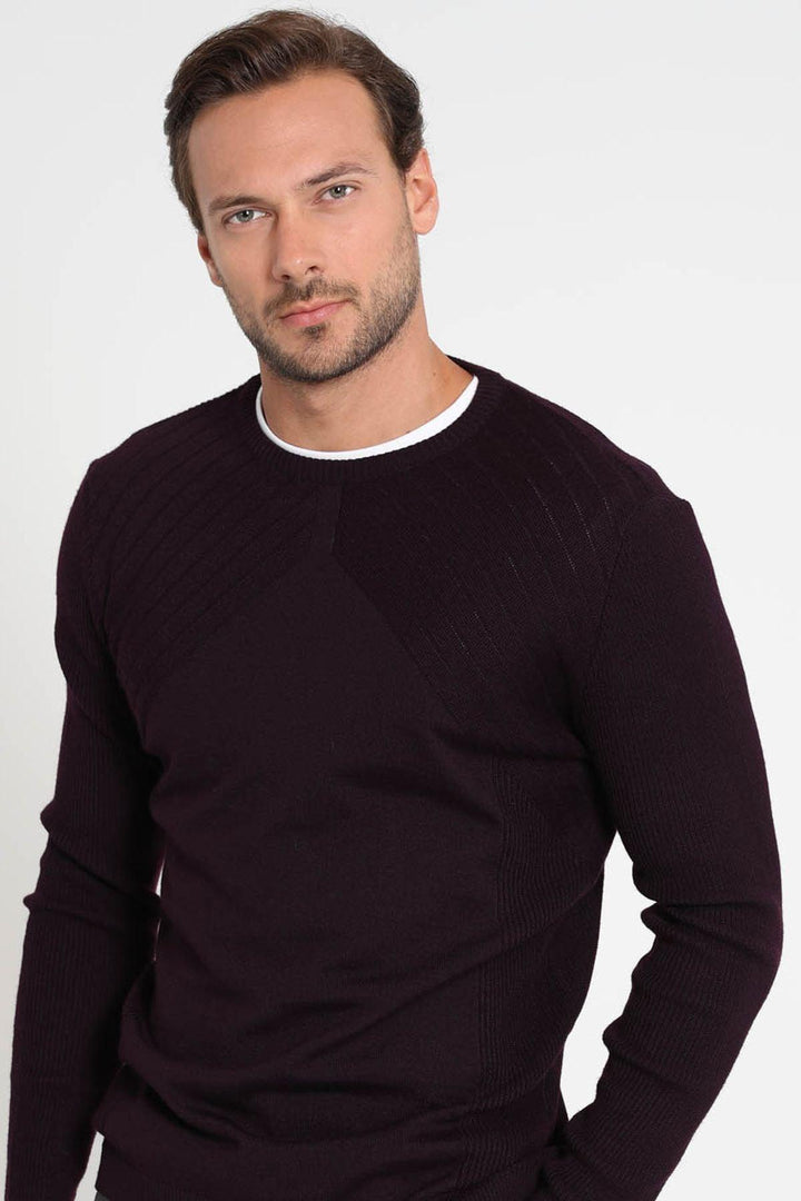 Plum Perfection Men's Wool Blend Sweater: Stay Warm and Stylish in Style - Texmart