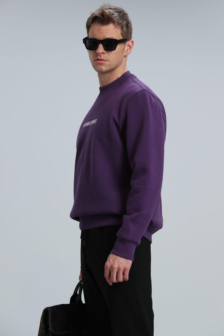 Plum Starry Nights Men's Cozy Knit Sweatshirt - Stay Warm and Stylish! - Texmart