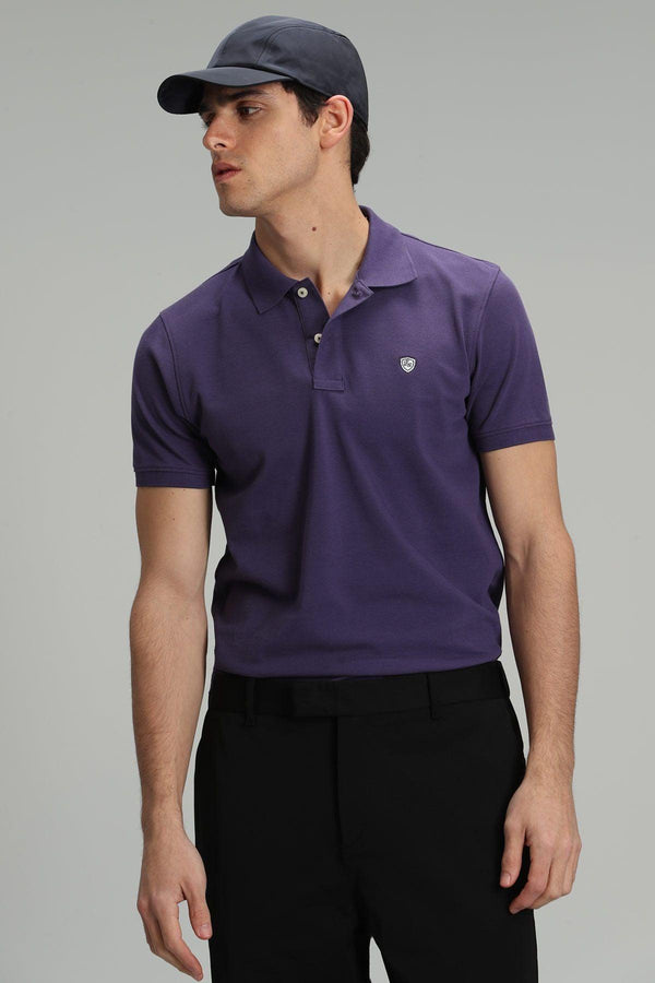 Purple Elegance: Laon Sports Polo Neck Men's T-Shirt in Luxurious Cotton - Texmart