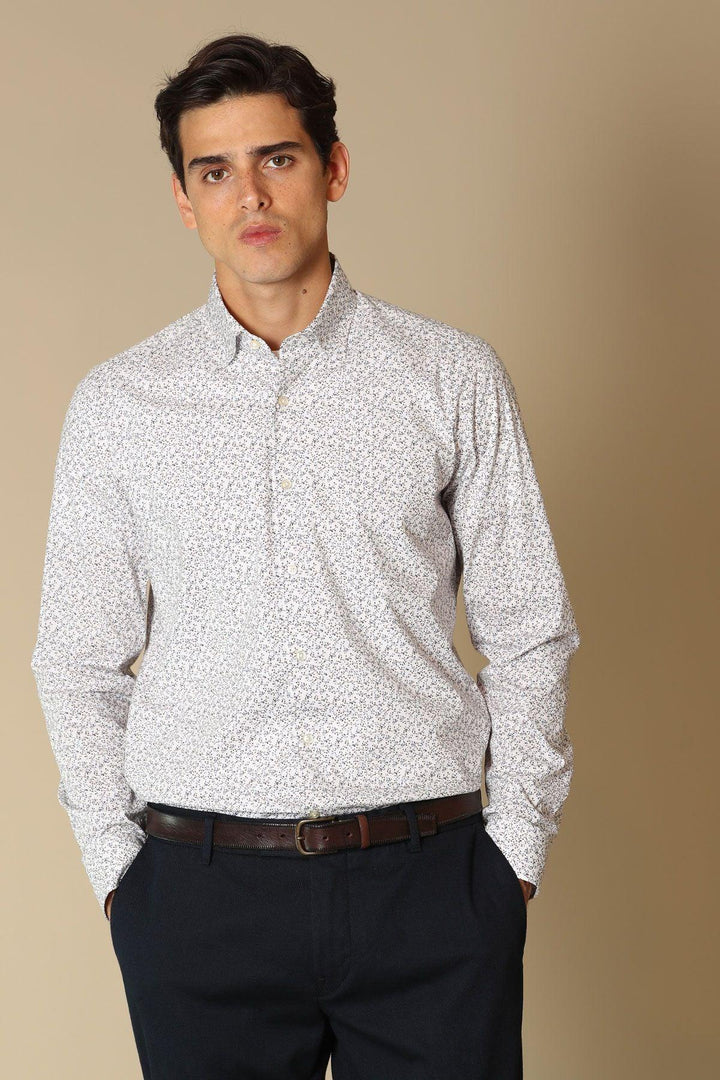 Quın Men's Smart Shirt Comfort Slim Fit Brown - The Ultimate Blend of Style and Comfort - Texmart