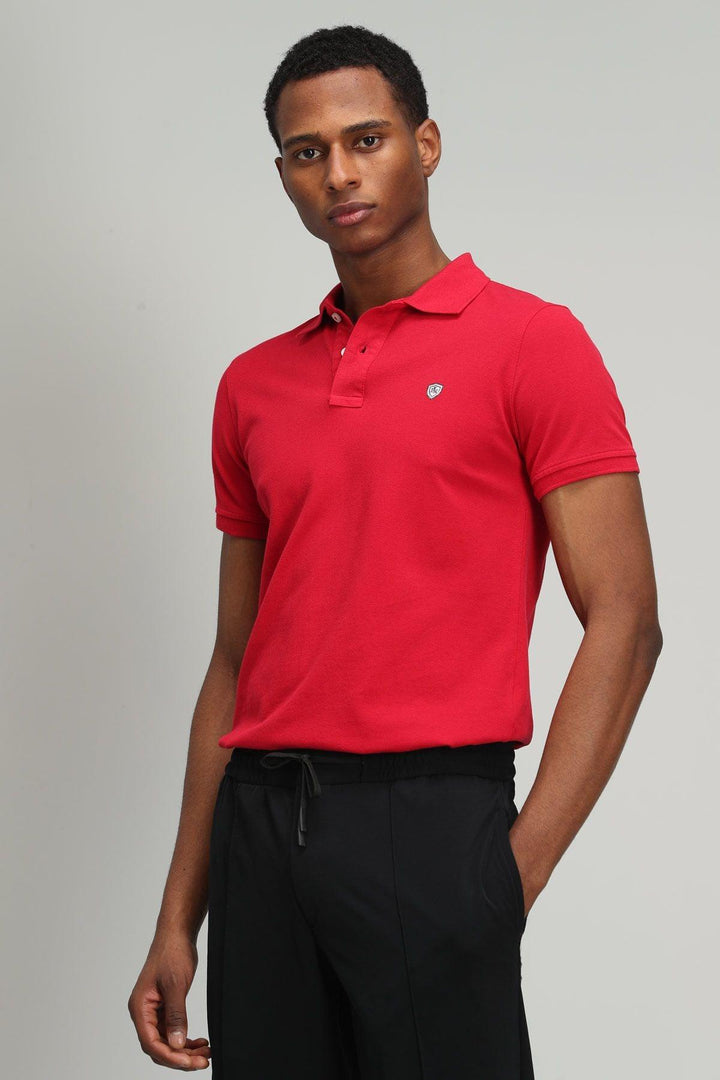 Red Cotton Polo Neck Men's T-Shirt for Sporty and Stylish Looks - Texmart