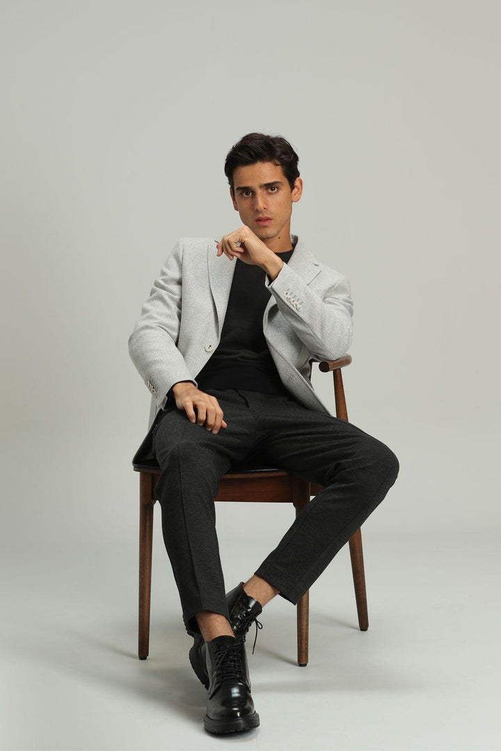 Refined Charcoal Wool Blend Slim Fit Men's Blazer: Elevate Your Style with Confidence - Texmart