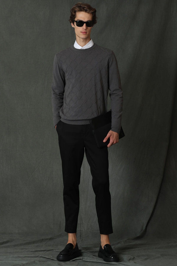 Refined Elegance: Modern Fit Black Chino Trousers for Men by Lus Sports - Texmart