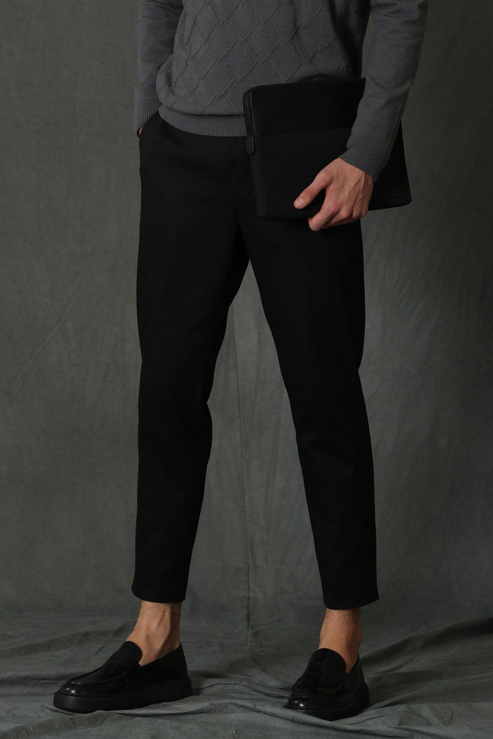 Refined Elegance: Modern Fit Black Chino Trousers for Men by Lus Sports - Texmart