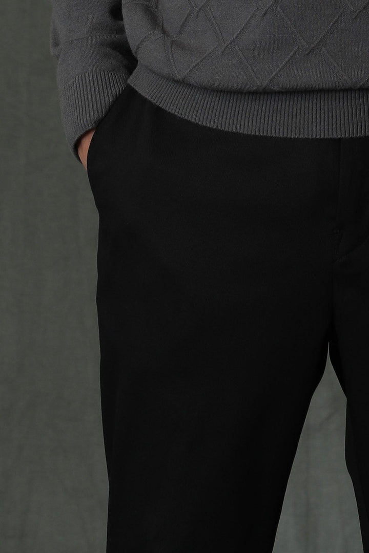 Refined Elegance: Modern Fit Black Chino Trousers for Men by Lus Sports - Texmart