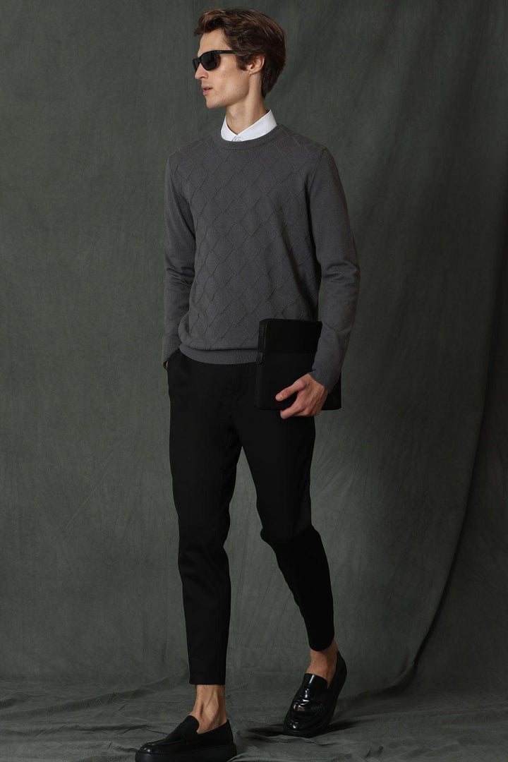 Refined Elegance: Modern Fit Black Chino Trousers for Men by Lus Sports - Texmart