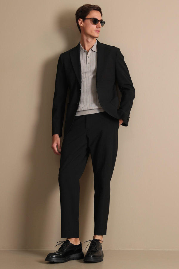 Refined Elegance: Modern Fit Black Chino Trousers for Stylish Men - Texmart