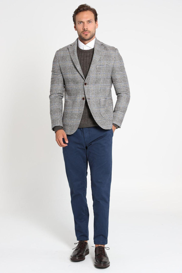 Refined Elegance: The Espresso Wool Blend Slim Fit Men's Blazer - Texmart