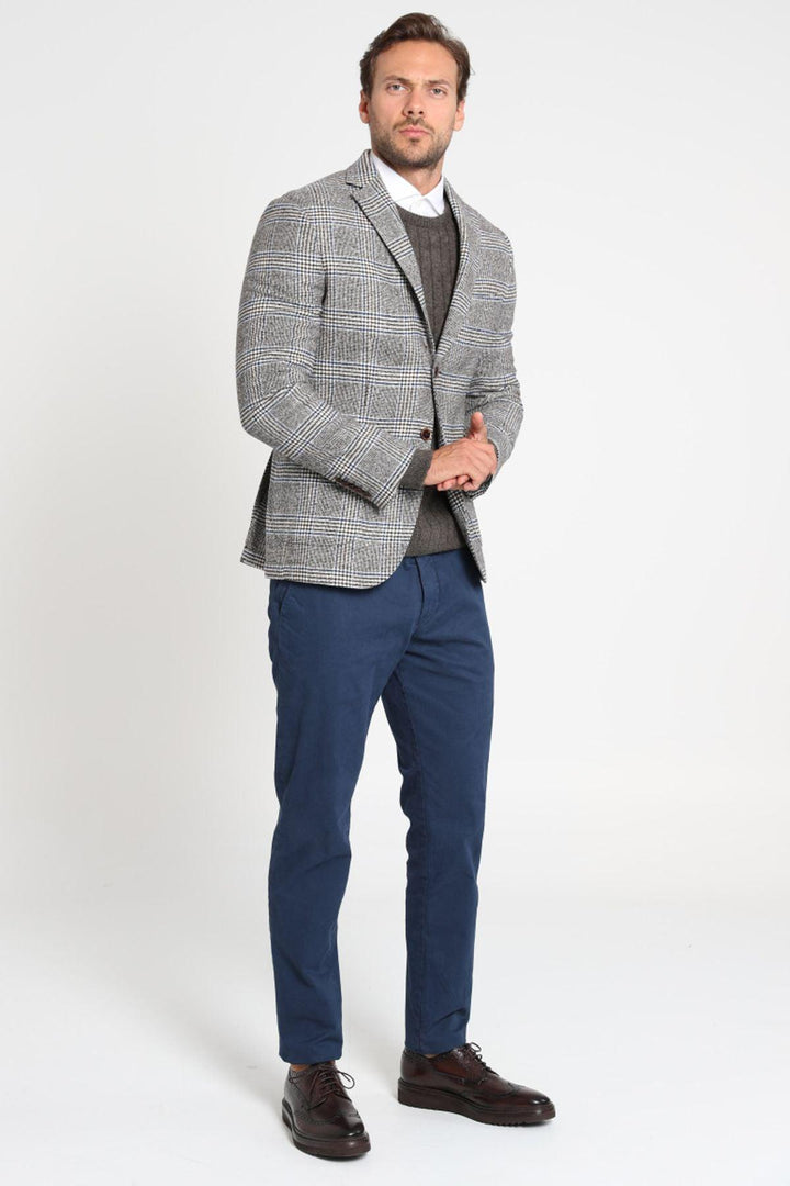 Refined Elegance: The Espresso Wool Blend Slim Fit Men's Blazer - Texmart