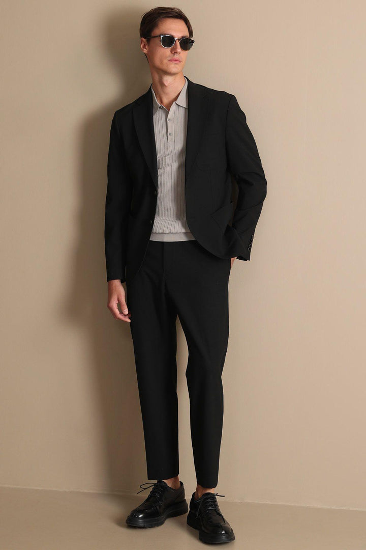 Refined Elegance: The Noir Slim Fit Men's Blazer by Jack Sport - Texmart