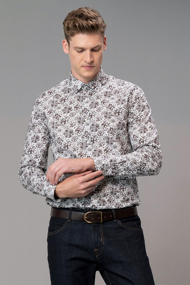 Refined Elegance: The Tailored Brown Cotton Shirt for Men by Trodos - Texmart