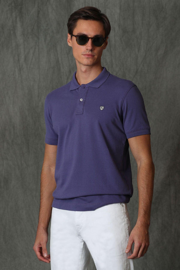 Regal Purple Cotton Polo Neck Men's T-Shirt by Laon Sports: Elevate Your Style with Timeless Sophistication - Texmart