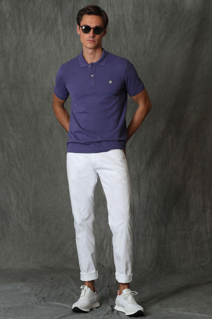 Regal Purple Cotton Polo Neck Men's T-Shirt by Laon Sports: Elevate Your Style with Timeless Sophistication - Texmart