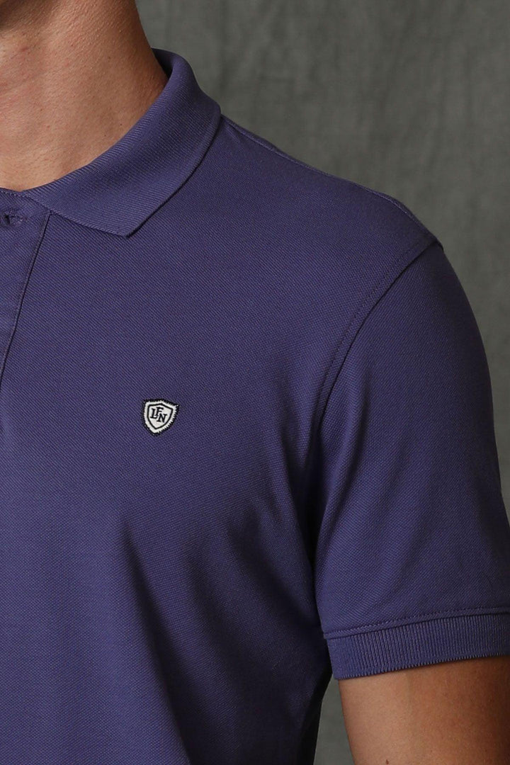 Regal Purple Cotton Polo Neck Men's T-Shirt by Laon Sports: Elevate Your Style with Timeless Sophistication - Texmart