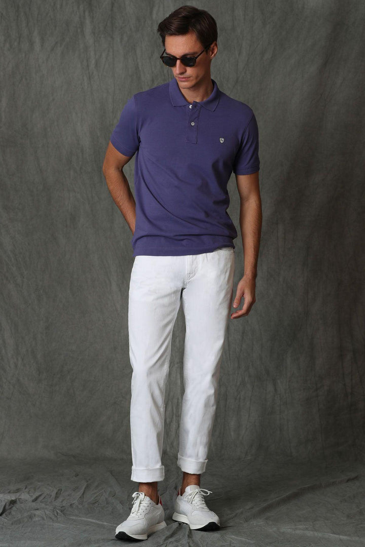 Regal Purple Cotton Polo Neck Men's T-Shirt by Laon Sports: Elevate Your Style with Timeless Sophistication - Texmart