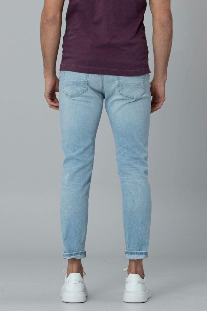 Sky Blue FlexFit Slim-Fit Men's Denim Trousers: The Perfect Blend of Style and Comfort - Texmart