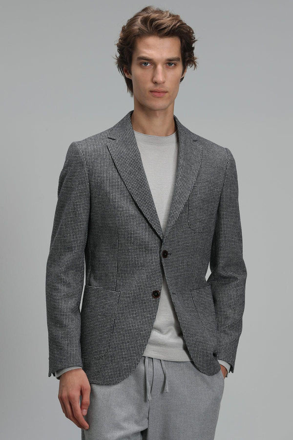 Sleek Charcoal Elegance: Modern Slim Fit Men's Blazer Jacket - Texmart