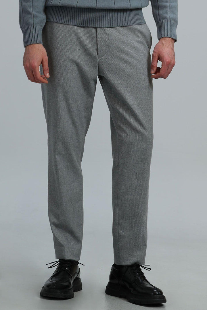 Sleek Gray Elegance: Men's Slim Fit Chino Trousers - Texmart