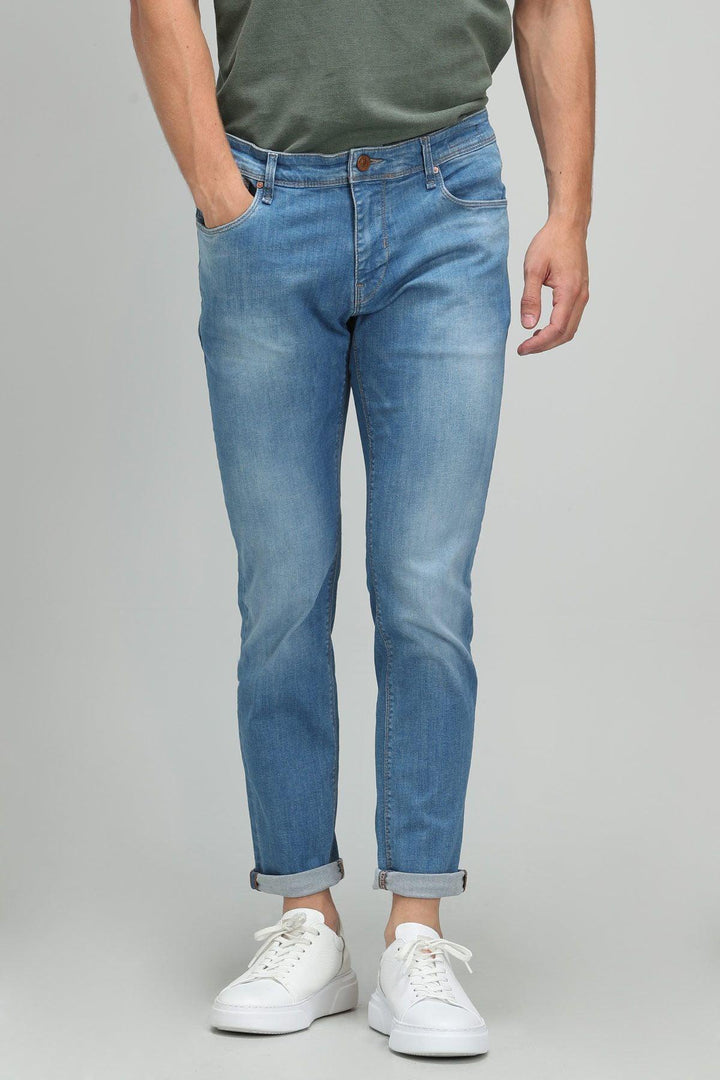 SmartFit Blue Denim Slim Trousers: The Ultimate Blend of Style and Comfort - Texmart