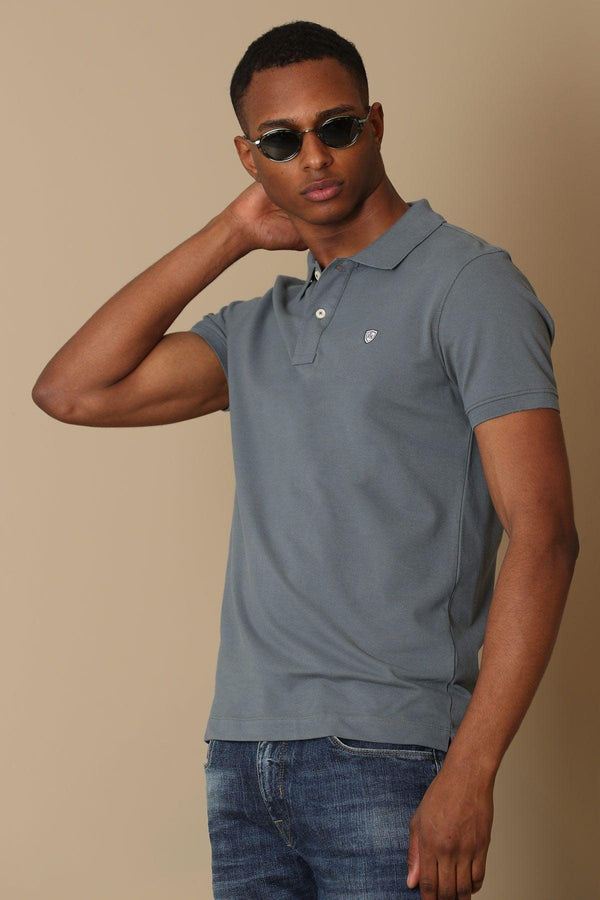 Smoke Green Knit Polo Neck Men's T-Shirt by Laon Sports - The Perfect Blend of Comfort and Style! - Texmart