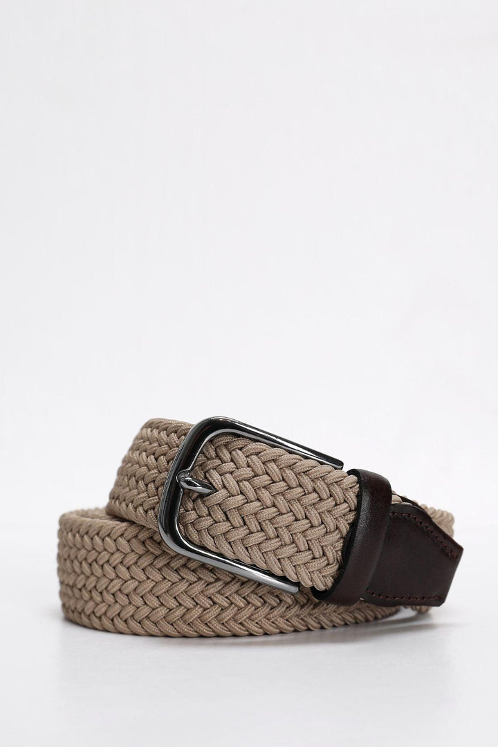 Sophisticated Beige Knitted Belt for Men: Elevate Your Style with Karman's Unique Fashion Accessory - Texmart