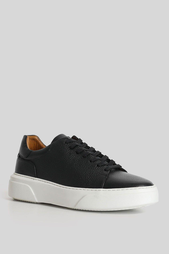 Sophisticated Black Leather Men's Sneaker Shoes: Premium Quality and Timeless Style - Texmart