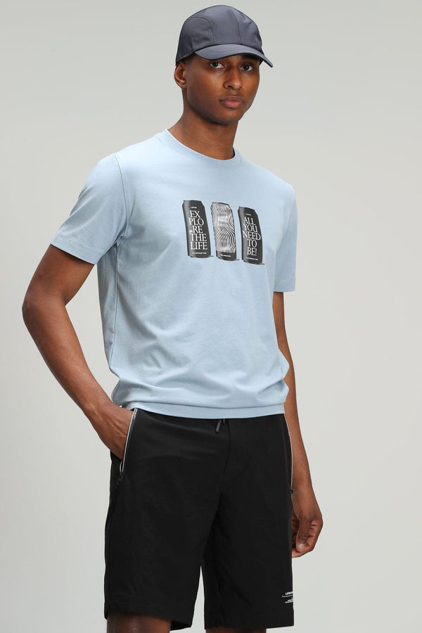 Sophisticated Blue Graphic Print Men's T-Shirt: Elevate Your Style with Comfort and Uniqueness - Texmart