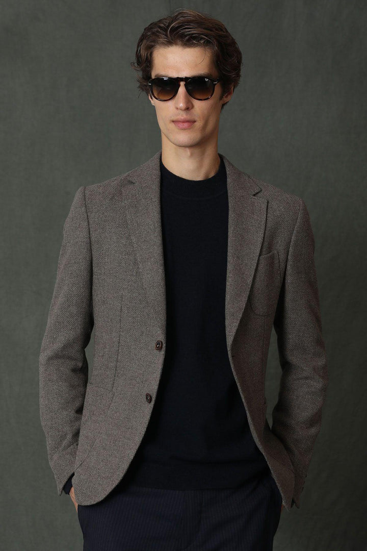 Sophisticated Brown Slim Fit Men's Blazer Jacket: Elevate Your Style with Erla Sports - Texmart