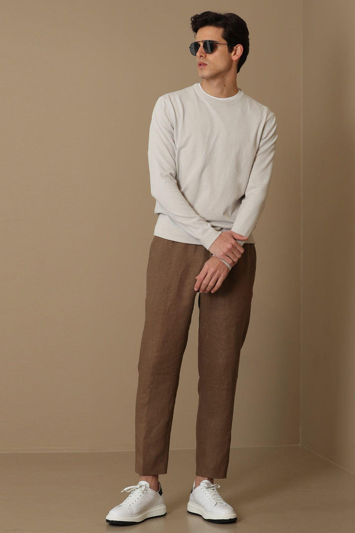 Sophisticated Comfort: The Beige Tri-Blend Men's Sweater - Texmart